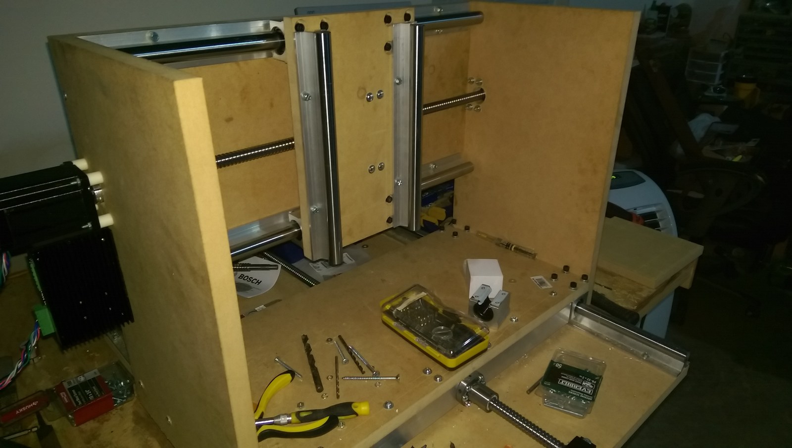 Linear rails mounted to the CNC mill base